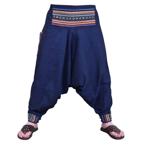 Simandra Luftige Ethno Haremshose "Rishikesh" im Boho-Stil mit bunten Web-Einsätzen Rabatt