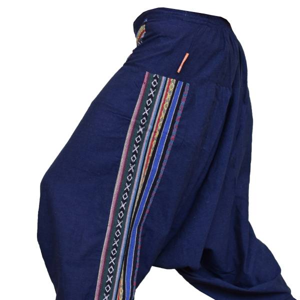 Simandra Luftige Ethno Haremshose "Rishikesh" im Boho-Stil mit bunten Web-Einsätzen Rabatt