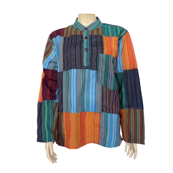 Simandra Patchwork Hemd Pullover Shirt Fischerhemd Freizeithemd Freizeitshirt Hippie Goa Psy Sweater Bash Großer Ausverkauf