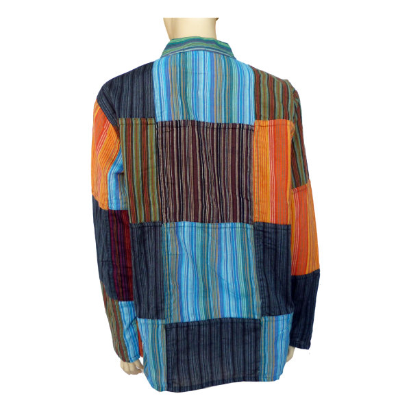 Simandra Patchwork Hemd Pullover Shirt Fischerhemd Freizeithemd Freizeitshirt Hippie Goa Psy Sweater Bash Großer Ausverkauf