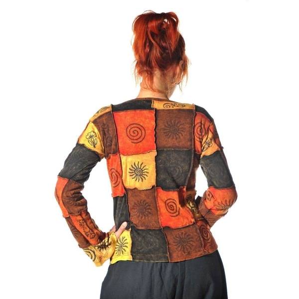 Simandra Patchwork Shirt Pullover Oberteil Sweatshirt Zip Hoodie Freizeitshirt Hippie Goa Psy Sweater Asha Flash Sale