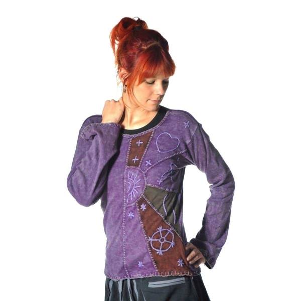 Simandra Patchwork Shirt Pullover Oberteil Sweatshirt Zip Hoodie Freizeitshirt Hippie Goa Psy Sweater Devi Begrenztes Angebot