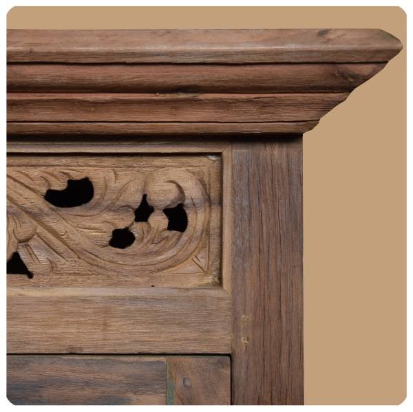 Simandra Old-Teak Hochschrank I Modell "Ubud 1" I Alt Teak Schrank aus Massivholz I Simandra Exklusive Angebote