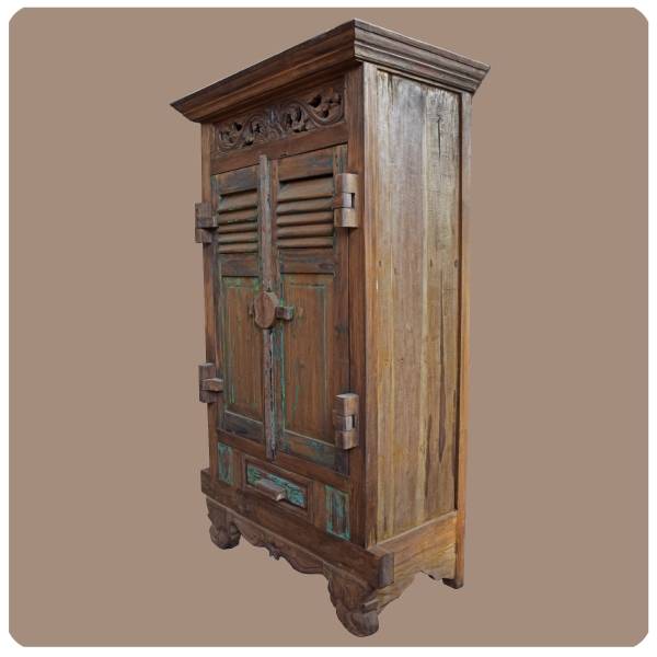 Simandra Old-Teak Hochschrank I Modell "Ubud 2" I Alt Teak Schrank aus Massivholz I Simandra Blitzangebot