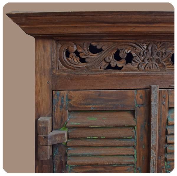 Simandra Old-Teak Hochschrank I Modell "Ubud 2" I Alt Teak Schrank aus Massivholz I Simandra Blitzangebot