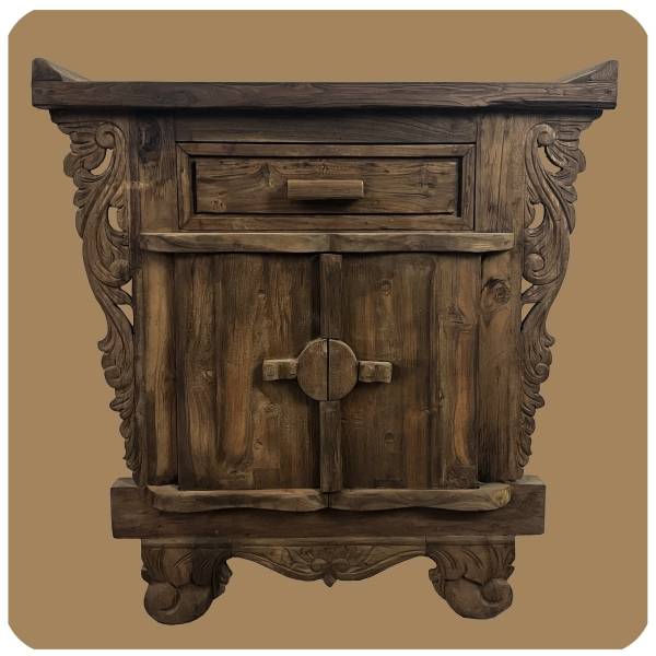 Simandra Romantische Massivholz Kommode Flower 1 nachhaltiges Alt Teak Holz Tägliche Deals