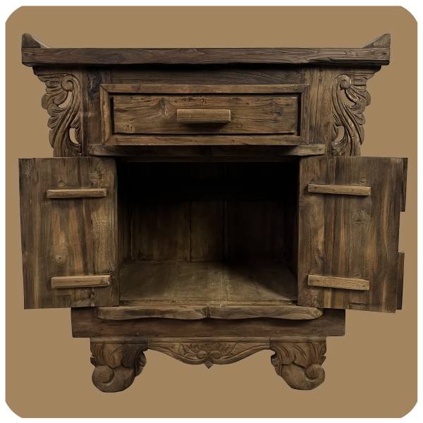 Simandra Romantische Massivholz Kommode Flower 1 nachhaltiges Alt Teak Holz Tägliche Deals
