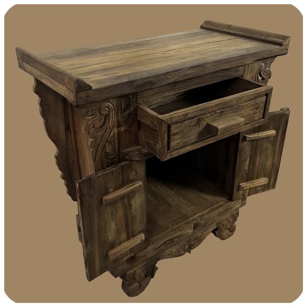 Simandra Romantische Massivholz Kommode Flower 1 nachhaltiges Alt Teak Holz Tägliche Deals