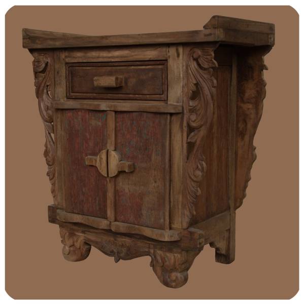 Simandra Romantische Massivholz Kommode Flower 2 nachhaltiges Alt Teak Holz Sonderangebote
