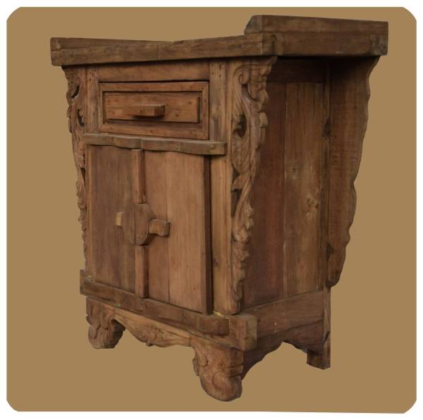 Simandra Romantische Massivholz Kommode Flower 3 nachhaltiges Alt Teak Holz Riesige Ersparnisse