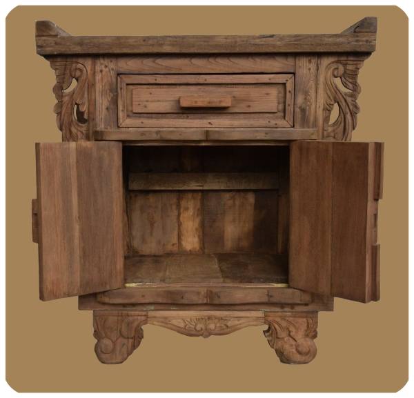 Simandra Romantische Massivholz Kommode Flower 3 nachhaltiges Alt Teak Holz Riesige Ersparnisse