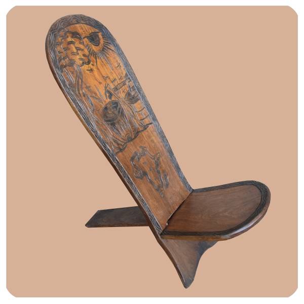 Simandra Steckstuhl afrikanischer Holzstuhl Wikingerstuhl Mittelalter Trapperstuhl massiv Super Sparpreis
