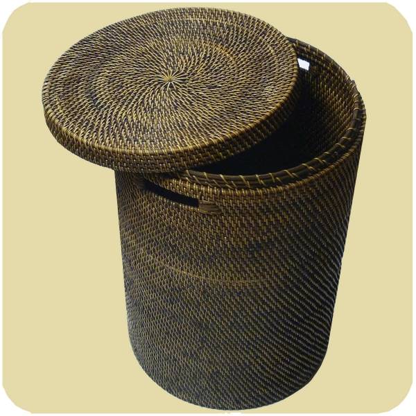 Simandra Wäschekorb Wäschebox mit Deckel aus 100% Ata, Rattan Palme, dekorative Unikate Aufbewahrungskorb Handarbeit natur rund Begrenzte Freigabe