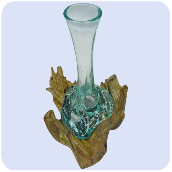 Simandra Wurzelholz Glas-Vase Wurzel-Vase Deko-Glas Holz Geschenk Unikat Objekt Design Blumenvase Karaffe Letzte 3 Tage