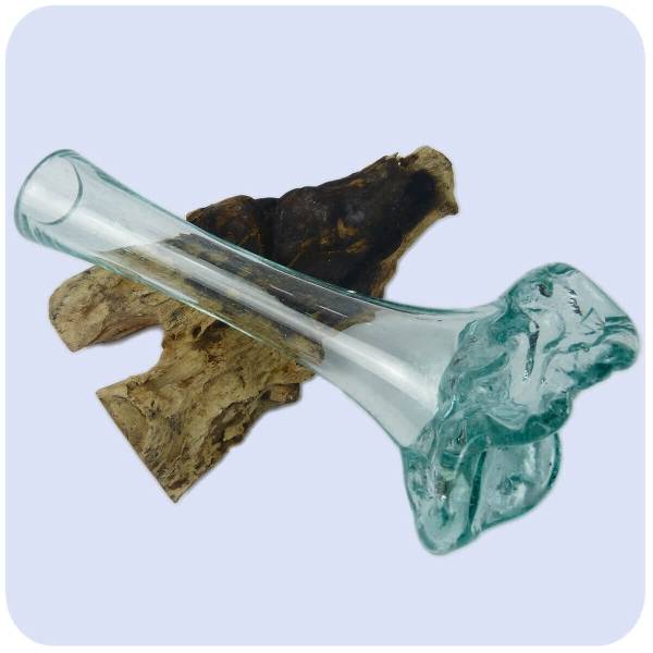 Simandra Wurzelholz Glas-Vase Wurzel-Vase Deko-Glas Holz Geschenk Unikat Objekt Design Blumenvase Karaffe Letzte 3 Tage
