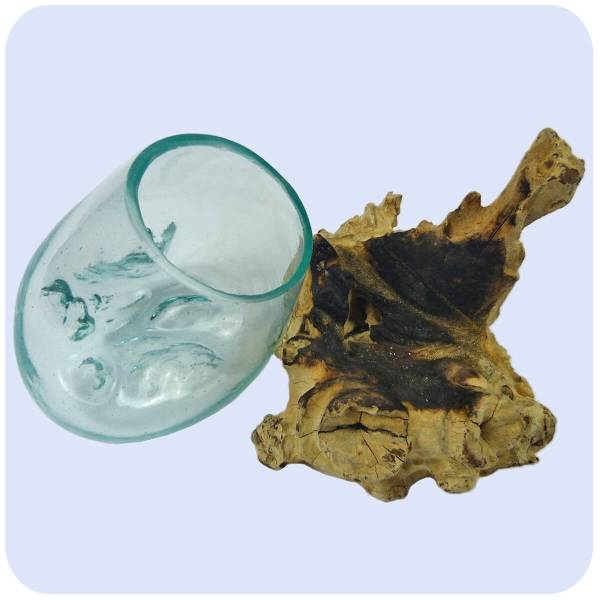Simandra Wurzelholz Glas-Vase Wurzel-Vase Deko-Glas Holz Geschenk Unikat Objekt Design Blumenvase klein JETZT KAUFEN