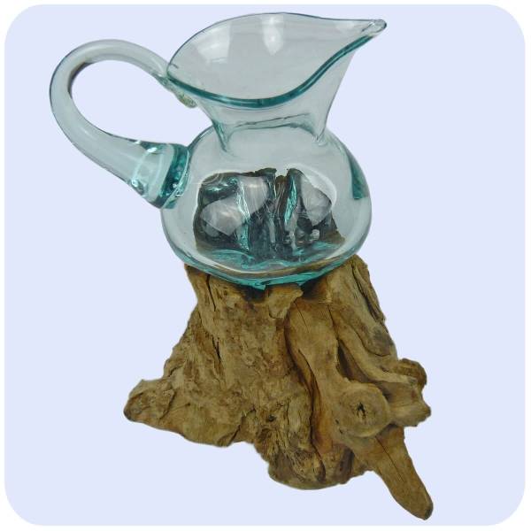 Simandra Wurzelholz Glas-Vase Wurzel-Vase Deko-Glas Holz Geschenk Unikat Objekt Design Blumenvase Krug Neueste Stile