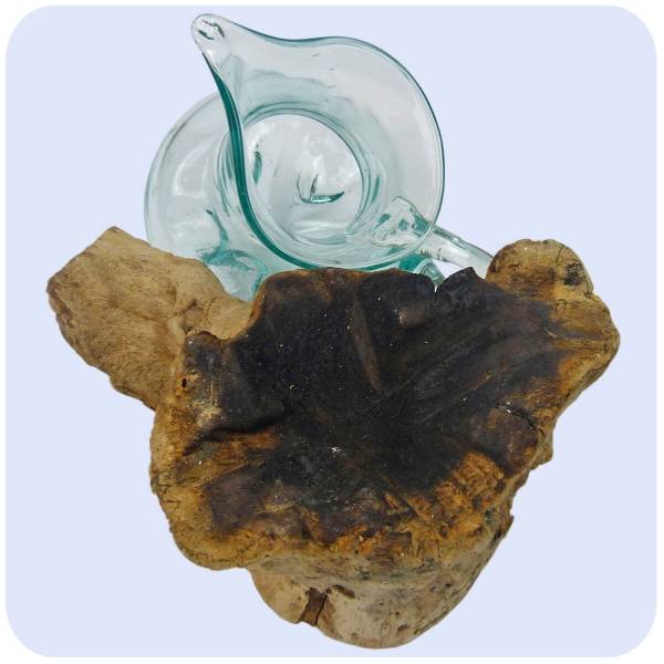 Simandra Wurzelholz Glas-Vase Wurzel-Vase Deko-Glas Holz Geschenk Unikat Objekt Design Blumenvase Krug Neueste Stile