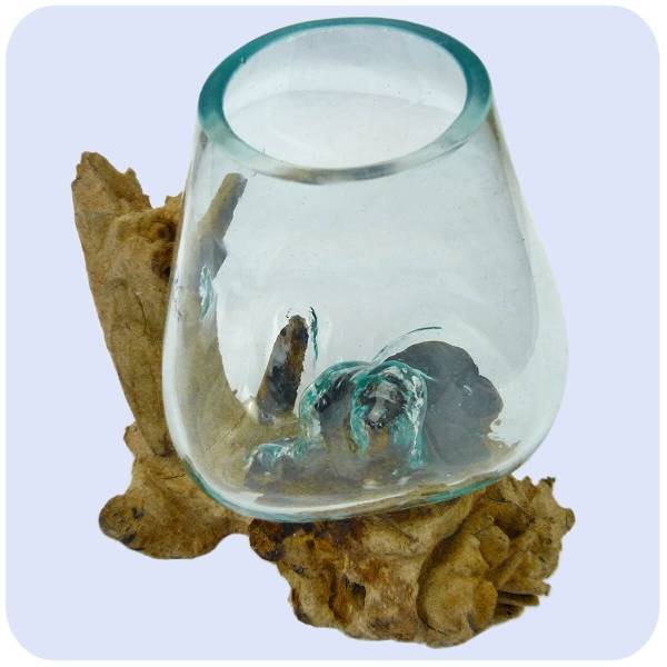 Simandra Wurzelholz Glas-Vase Wurzel-Vase Deko-Glas Holz Geschenk Unikat Objekt Design Blumenvase mittel Letzte 2 Tage