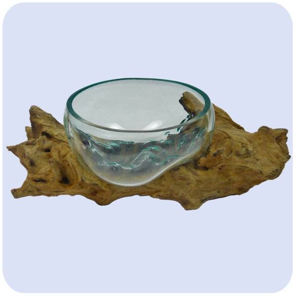 Simandra Wurzelholz Glas-Vase Wurzel-Vase Deko-Glas Holz Geschenk Unikat Objekt Design Blumenvase Schale Letzter Tag