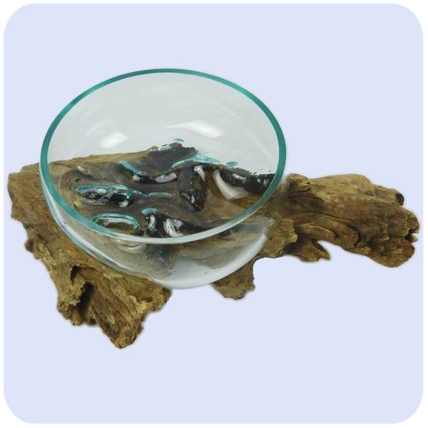 Simandra Wurzelholz Glas-Vase Wurzel-Vase Deko-Glas Holz Geschenk Unikat Objekt Design Blumenvase Schale Letzter Tag