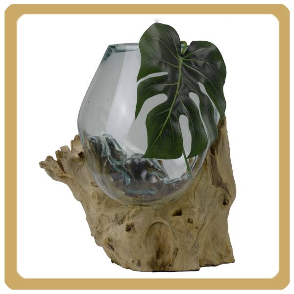 Simandra Wurzelholz Glas-Vase Wurzel-Vase Deko-Glas Kaffeewurzel Holz Design Blumenvase groß Bis zu 50% Rabatt