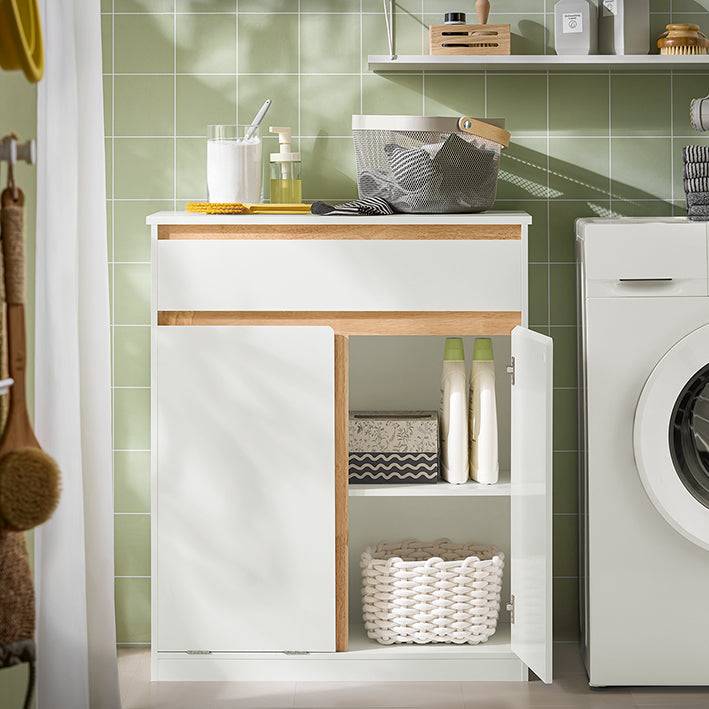 Sobuy SoBuy Wäscheschrank mit Wäschesack Wäschesammler Badmöbel Weiß BZR79-W Muttertagsangebot