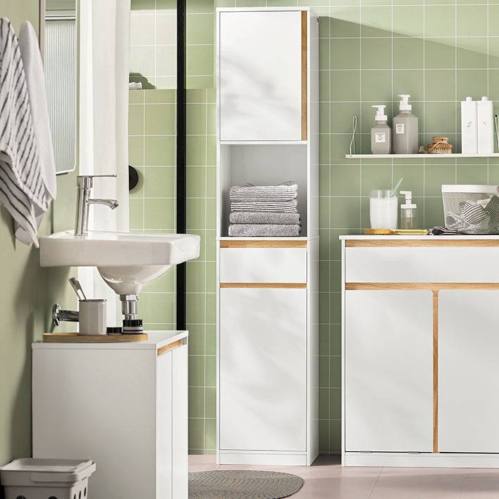 Sobuy SoBuy Bad Hochschrank Badschrank mit 2 Türen Badregal Badezimmermöbel Weiß BZR80-W Valentinstagsangebot