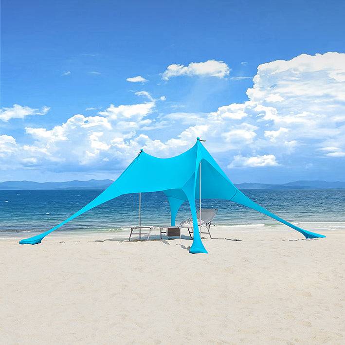 Sobuy SoBuy Lycra Strandzelt mit 2 Alu-Stangen Sonnensegel Strandmuschel Hellblau OZT01-HB Lagerräumung