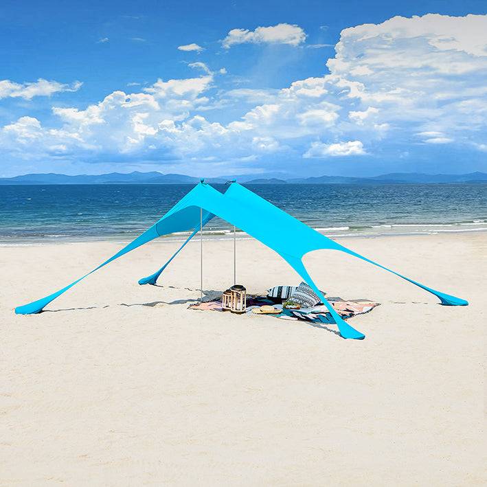 Sobuy SoBuy Lycra Strandzelt mit 2 Alu-Stangen Sonnensegel Strandmuschel Hellblau OZT01-HB Lagerräumung