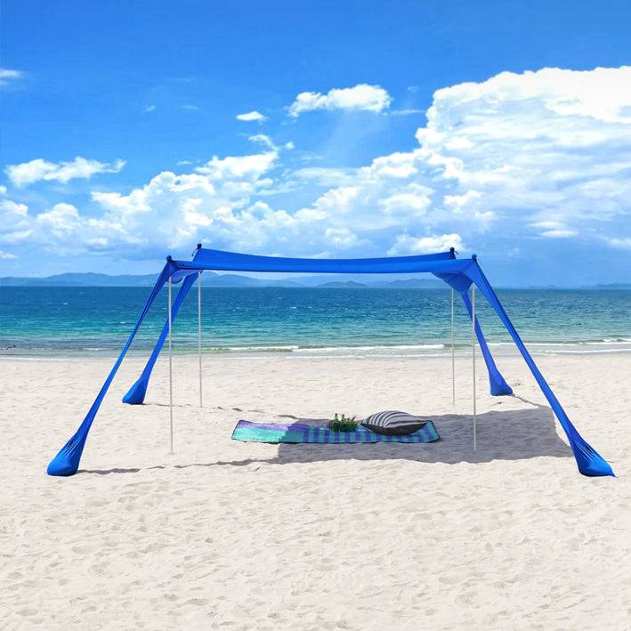Sobuy SoBuy Lycra Strandzelt mit 4 Alu-Stangen Sonnensegel Strandmuschel Dunkelblau OZT02-DB Neueste Mode