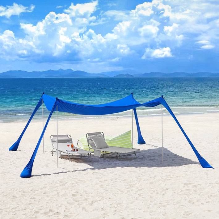 Sobuy SoBuy Lycra Strandzelt mit 4 Alu-Stangen Sonnensegel Strandmuschel Dunkelblau OZT02-DB Neueste Mode