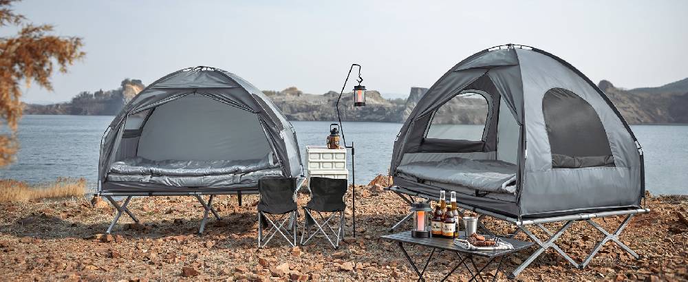 Sobuy SoBuy 4in1-Zelt Für 1 Person Wurfzelt Feldbett mit Campingliege Hellgrau OGS32-HG Online Outlet