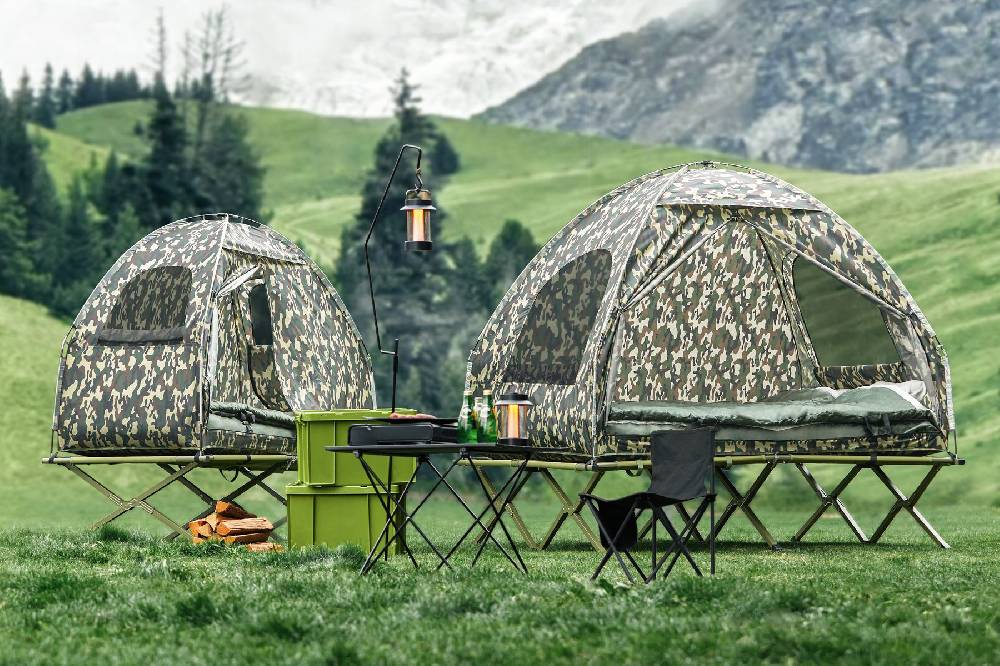 Sobuy SoBuy 4in1-Zelt Für 2 Personen Wurfzelt Feldbett mit Campingliege Tarnfarbe OGS32-L-TN Exklusive Angebote