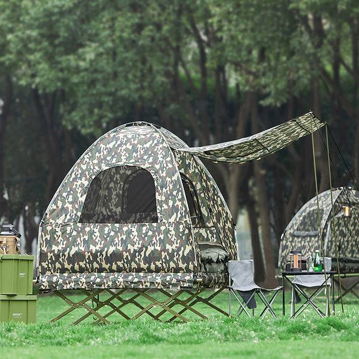 Sobuy SoBuy 4in1-Zelt mit Vorzelt Für 2 Personen Wurfzelt Feldbett mit Campingliege Tarnfarbe OGS61-L-TN Blitzangebot
