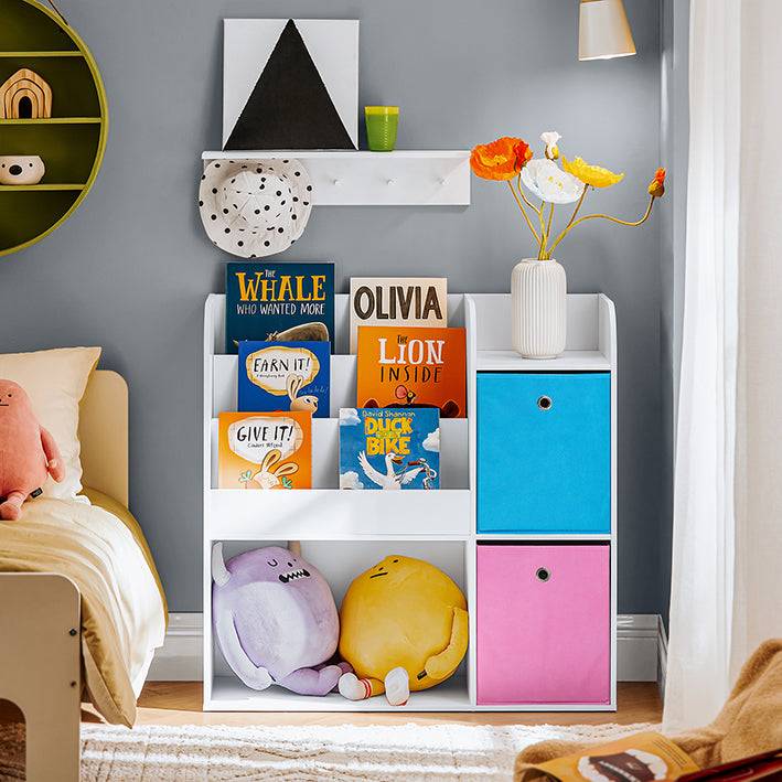 Sobuy SoBuy Kinderbücherregal Spielzeugtruhe Aufbewahrungsregal für Kinder Weiß-Rosa KMB37-F Große Rabatte