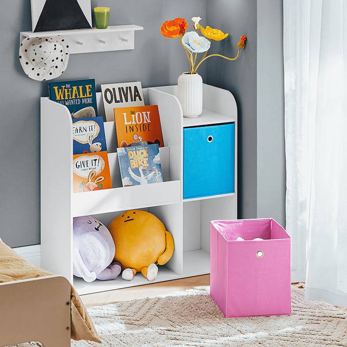 Sobuy SoBuy Kinderbücherregal Spielzeugtruhe Aufbewahrungsregal für Kinder Weiß-Rosa KMB37-F Große Rabatte