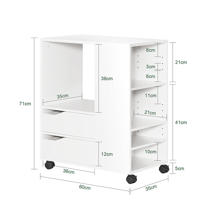Sobuy SoBuy Druckertisch mit Rollen Aktenwagen Beistelltisch Bürowagen Weiß FBT129-W Saisonale Angebote