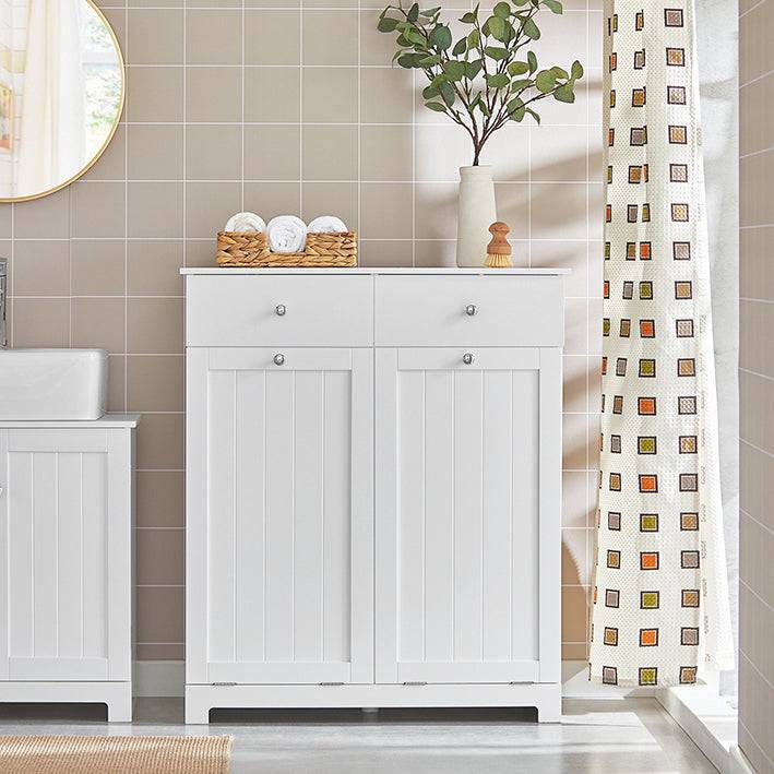 Sobuy SoBuy Wäscheschrank mit 2 Wäschesäcke Wäschesammler Wäschekorb Weiß BZR33-W VIP-Rabatte
