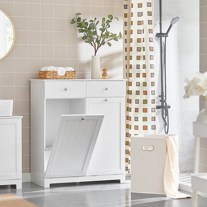 Sobuy SoBuy Wäscheschrank mit 2 Wäschesäcke Wäschesammler Wäschekorb Weiß BZR33-W VIP-Rabatte
