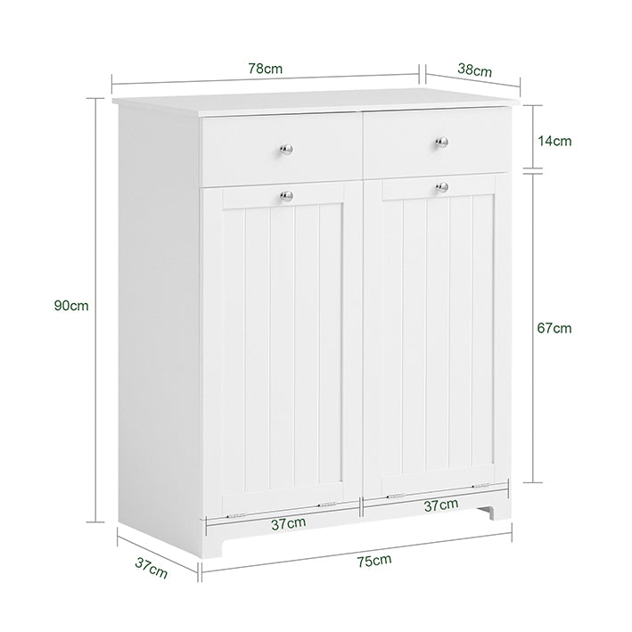 Sobuy SoBuy Wäscheschrank mit 2 Wäschesäcke Wäschesammler Wäschekorb Weiß BZR33-W VIP-Rabatte