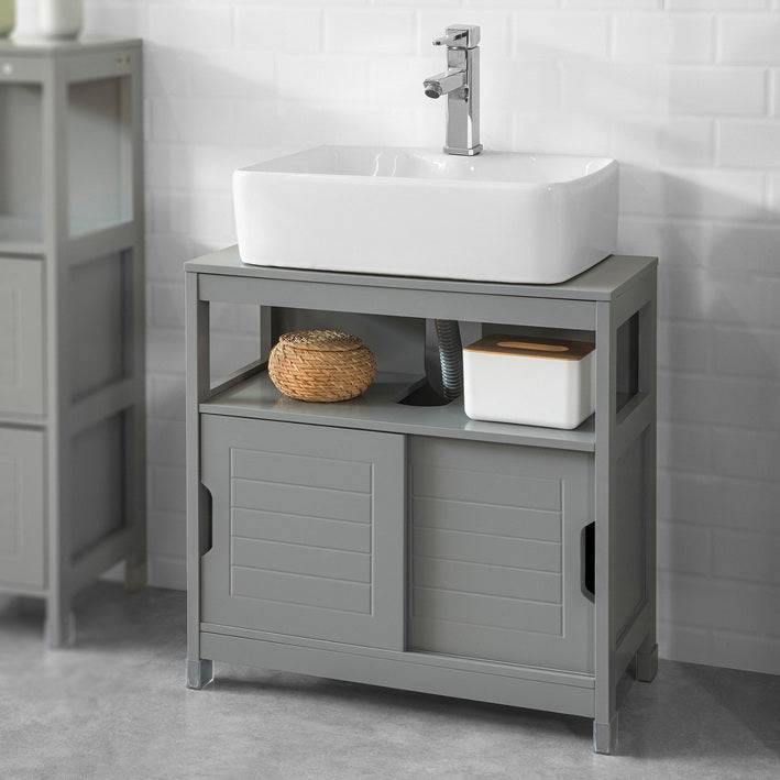 Sobuy SoBuy Waschbeckenunterschrank stahlgrau Badezimmerschrank Badmöbel Landhaus FRG128-SG Tiefpreis