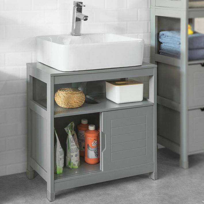 Sobuy SoBuy Waschbeckenunterschrank stahlgrau Badezimmerschrank Badmöbel Landhaus FRG128-SG Tiefpreis