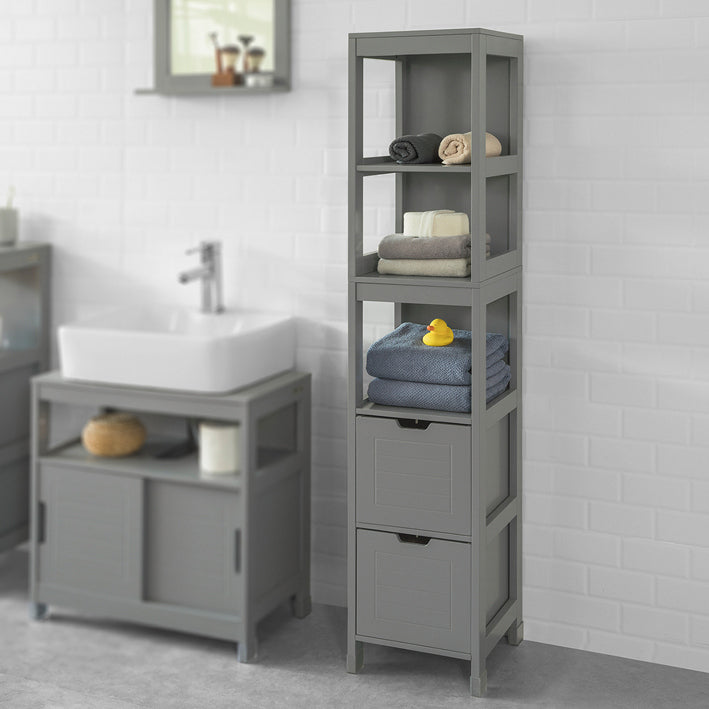 Sobuy SoBuy Bad Hochschrank Badschrank stahlgrau Badezimmermöbel Landhaus FRG126-SG Wochenangebot