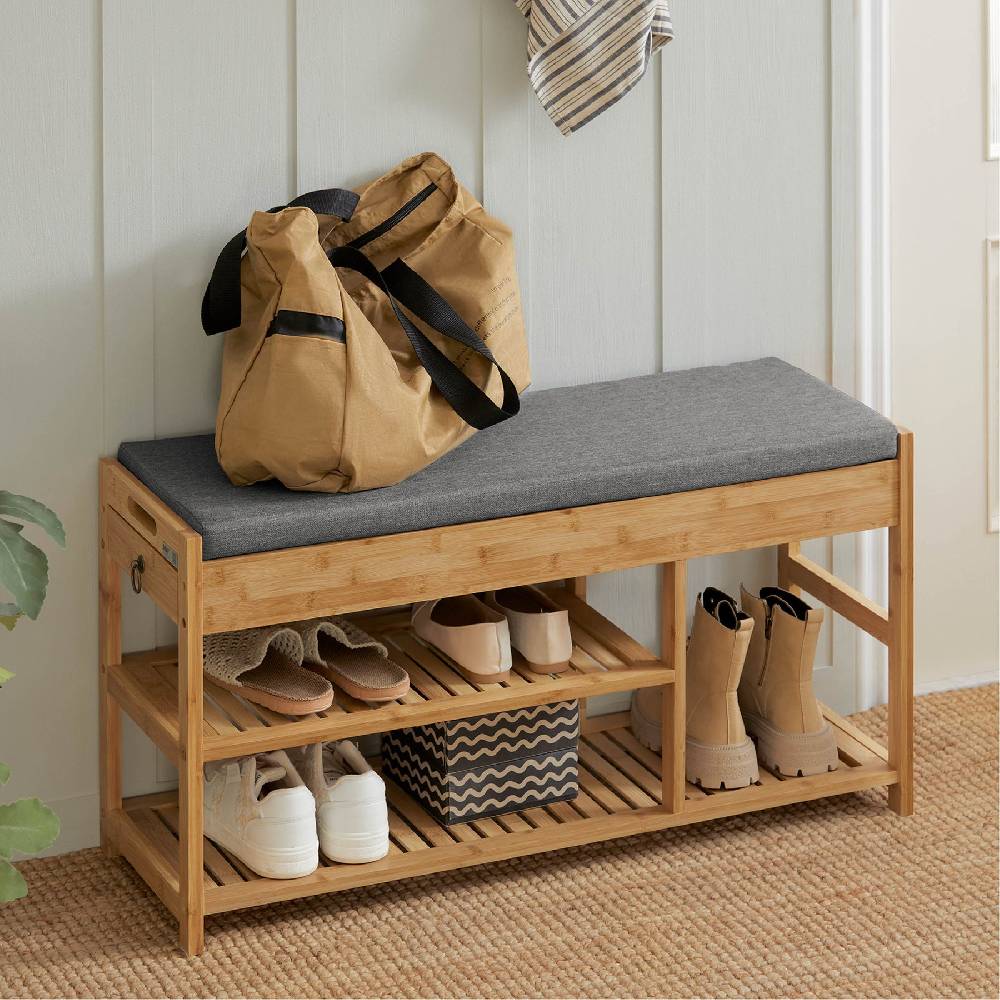 Sobuy SoBuy Schuhbank Sitzbank mit Schuhregal Breit 90cm Bambus FSR47-N Vierteljährliche Förderung