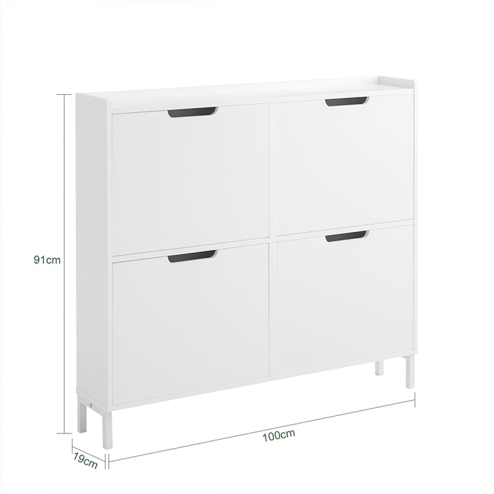 Sobuy SoBuy Schuhkipper Schuhschrank mit 4 Klappen Schuhkommode Weiß FSR100-W Riesige Rabatte