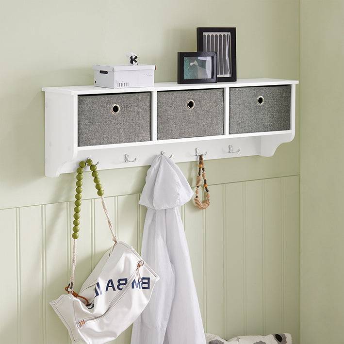 Sobuy SoBuy Wandgarderobe Kleiderhaken Flurgarderobe Weiß-Hellgrau FRG282-W 50% Rabatt mit kostenlosem Versand
