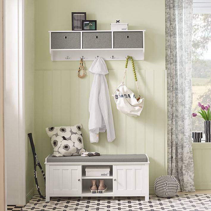 Sobuy SoBuy Wandgarderobe Kleiderhaken Flurgarderobe Weiß-Hellgrau FRG282-W 50% Rabatt mit kostenlosem Versand