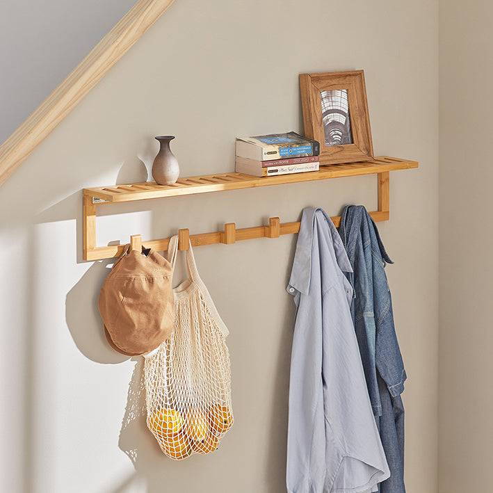 Sobuy SoBuy Wandgarderobe mit 6 Kleiderhaken Flurgarderobe Bambus FHK06-N Kostenloser Versand international
