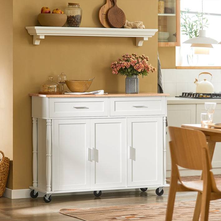 Sobuy SoBuy Küchenschrank Weiß Küchenwagen Kücheninsel Servierwagen Holz FKW116-WN Kostenloser Versand